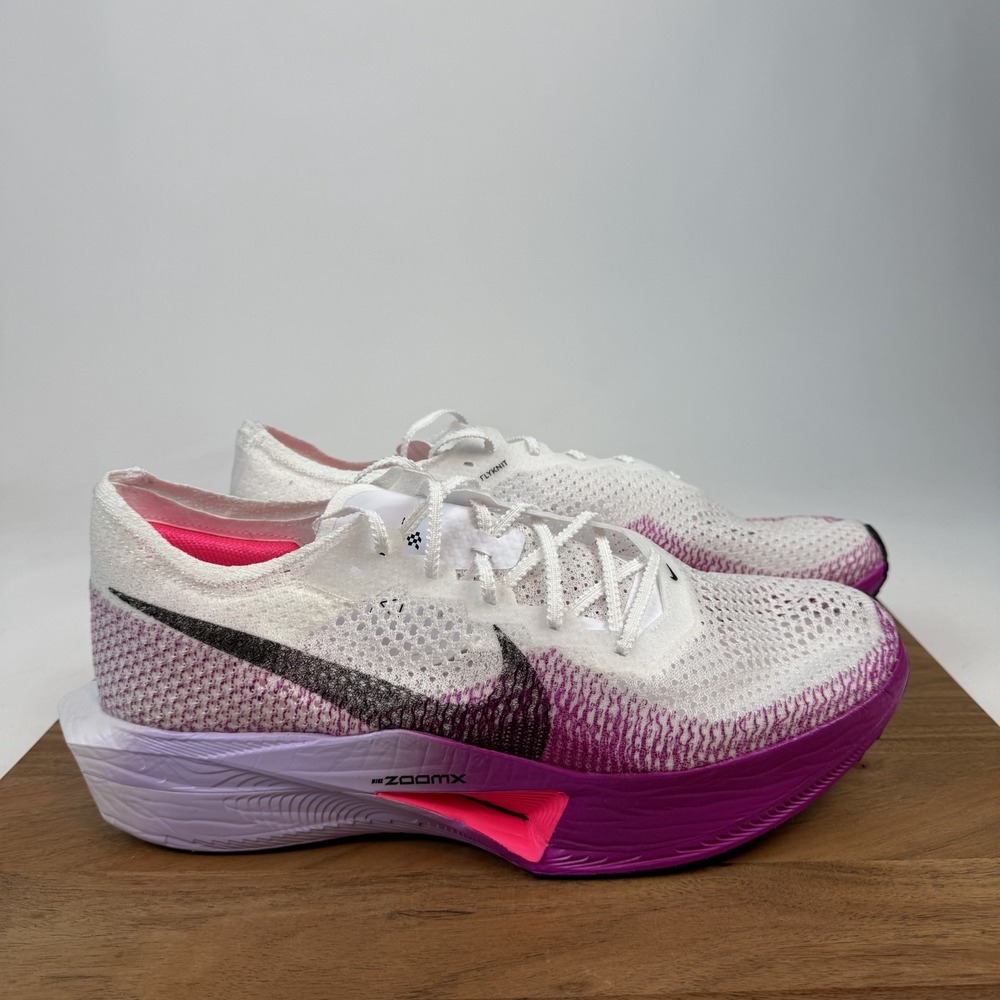New Mens Nike ZoomX Vaporfly Next% 3 White Vivid Purple Shoes Sneakers 14 M NWOB